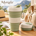 Myrqela™ Collapsible Travel Cup – Portable Silicone Coffee Cup with Leak-Proof Lid