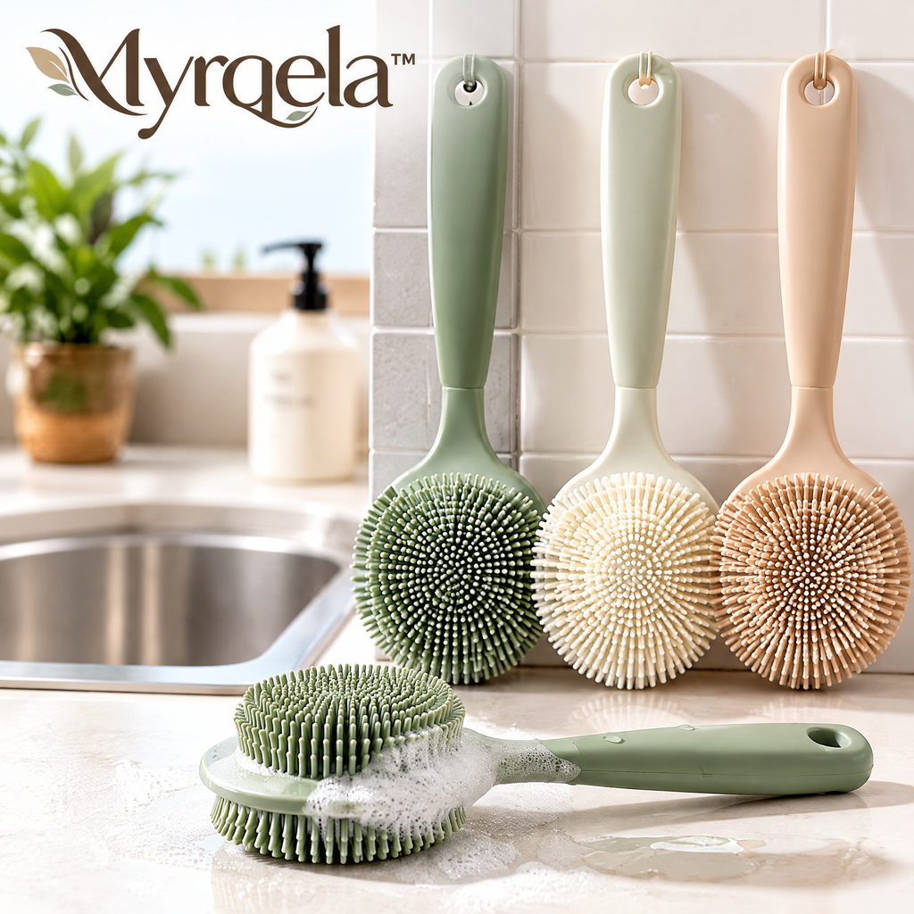 Myrqela™ Silicone Dish Brush – Premium Kitchen Scrubber with Soft Cleaning Bristles