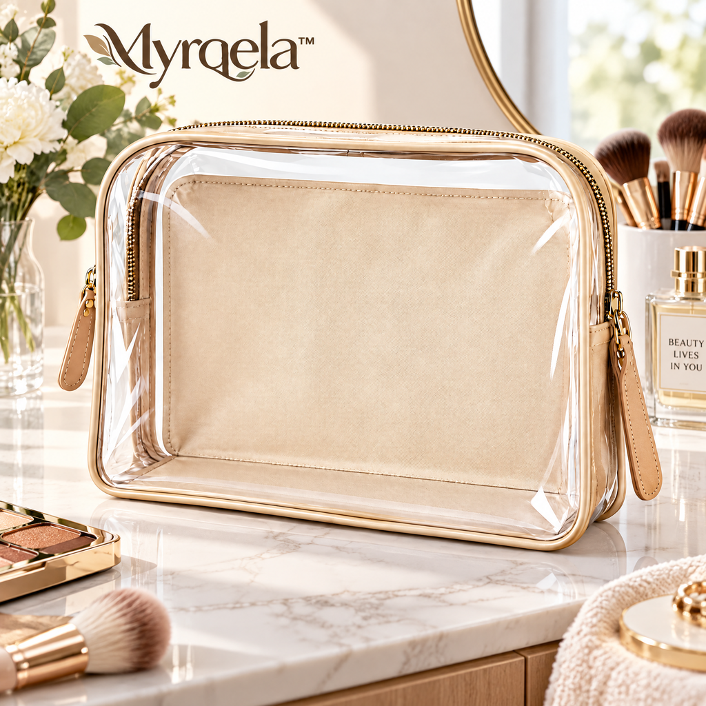 Myrqela™ Clear Travel Cosmetic Bag – Waterproof Makeup Organizer with Premium Storage Design
