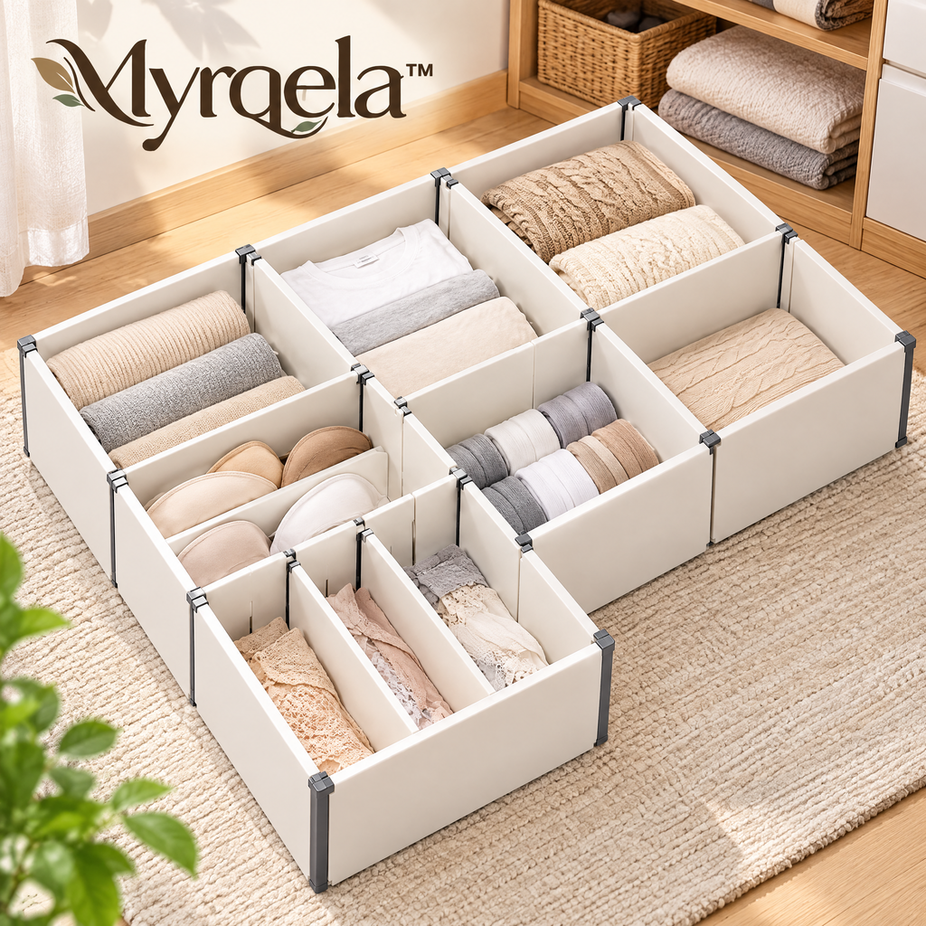 Myrqela™ Adjustable Drawer Organizer – Customizable Storage Divider System