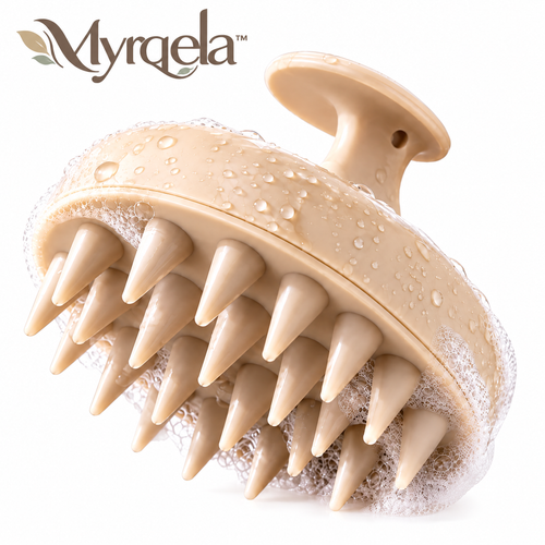 Myrqela™ Silicone Scalp Massager Brush – Deep Cleansing Hair Care Tool