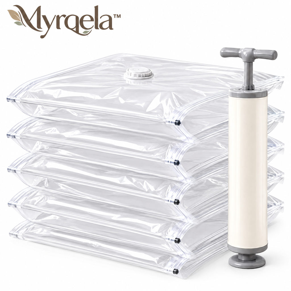 Myrqela™ Vacuum Storage Bags – Space Saving Compression Bags with Hand Pump