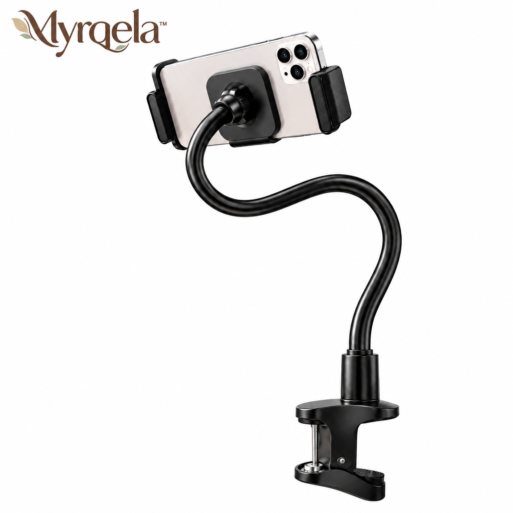 Myrqela™ Flexible Phone Holder – Adjustable Gooseneck Stand with Secure Clamp