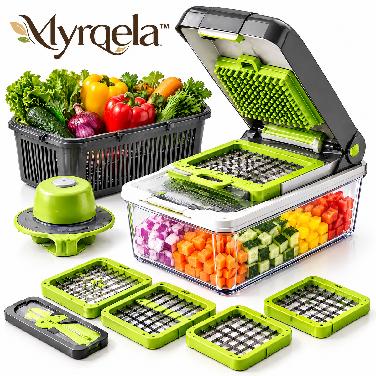 Myrqela™ Multi-Function Vegetable Chopper – Easy Food Prep Cutter with Stainless Steel Blades