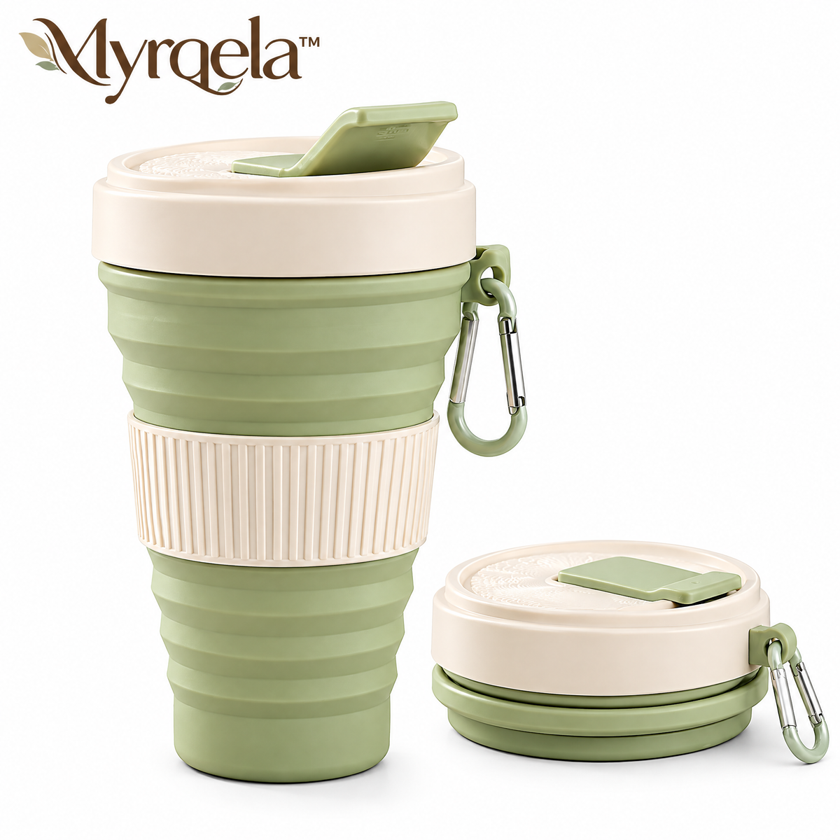 Myrqela™ Collapsible Travel Cup – Portable Silicone Coffee Cup with Leak-Proof Lid