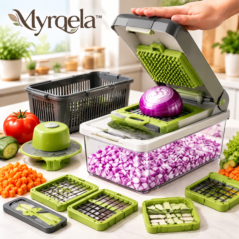 Myrqela™ Multi-Function Vegetable Chopper – Easy Food Prep Cutter with Stainless Steel Blades